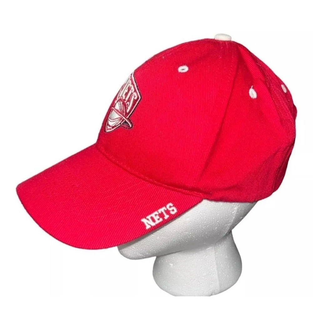 Vintage New Jersey Nets Hat Twins Enterprise Red NBA Basketball Adjustable Cap